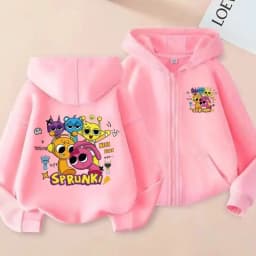 Sprunki Rhythm Box Children's Zipper Hoodie, Unisex Cartoon Jacket for Boys and Girls, Fashion Trendy