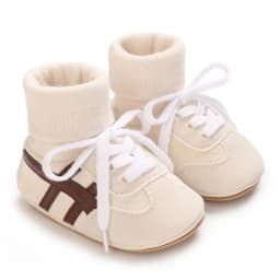 0-18M Baby Sock-Style Sneakers, Striped Decor, Soft Sole First Walker Casual Shoes