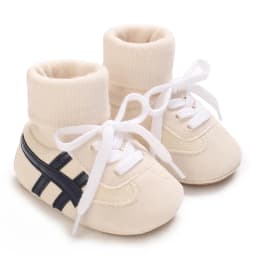 0-18M Baby Sock-Style Sneakers, Striped Decor, Soft Sole First Walker Casual Shoes