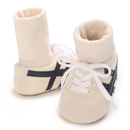 0-18M Baby Sock-Style Sneakers, Striped Decor, Soft Sole First Walker Casual Shoes