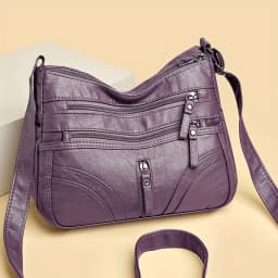 Women Vintage Soft Pu Leather Crossbody Bag Multi Zipper Pockets Large Capacity Casual Daily Work Travel Shoulder Handbag Brown