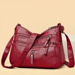 Women Vintage Soft Pu Leather Crossbody Bag Multi Zipper Pockets Large Capacity Casual Daily Work Travel Shoulder Handbag Brown