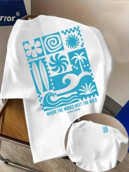 Tropical Beach Themed Graphic Tee for Men Breathable 100% Cotton Perfect for Summer Streetwear and Vacation Vibe