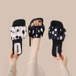 2026 Summer Women Platform Thick Bottom Slippers Vintage Polka Dot Shoes Outdoor Square Toe Beach Vacation Dress Slides