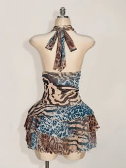 plus Size Mini Dress Fashionable Mesh Print Leopard Pattern Backless Beach Holiday Short Skirt Women's Summer Clothing