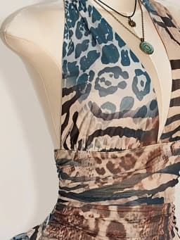 plus Size Mini Dress Fashionable Mesh Print Leopard Pattern Backless Beach Holiday Short Skirt Women's Summer Clothing