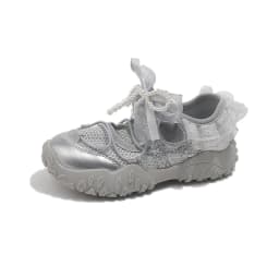 Sweet Princess Mary Jane Sneakers for Girls Large Bow Ribbon Adjustable Strap Soft Sole Walking Shoes Summer Breathable