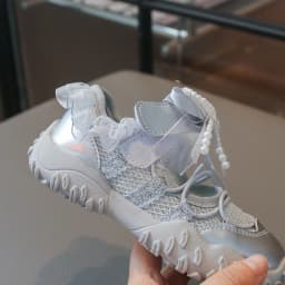Sweet Princess Mary Jane Sneakers for Girls Large Bow Ribbon Adjustable Strap Soft Sole Walking Shoes Summer Breathable