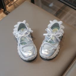 Sweet Princess Mary Jane Sneakers for Girls Large Bow Ribbon Adjustable Strap Soft Sole Walking Shoes Summer Breathable