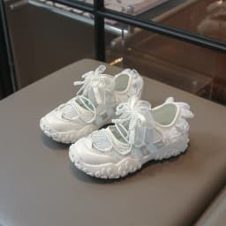 Sweet Princess Mary Jane Sneakers for Girls Large Bow Ribbon Adjustable Strap Soft Sole Walking Shoes Summer Breathable