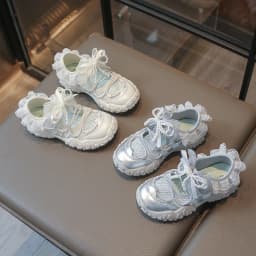 Sweet Princess Mary Jane Sneakers for Girls Large Bow Ribbon Adjustable Strap Soft Sole Walking Shoes Summer Breathable