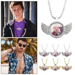 For John Pork Is Calling Answer Call Phone Humor Funny Pig Lover Graphic The Moon Necklace Angel Wings Pendant Necklace Gift