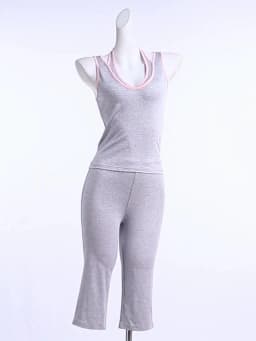 Weird Puss Casual Tracksuit 2 Piece Set Woman Color Blocking Fake 2 Piece Halter Low-Neck Tank Tops+Crop Pants Sporty Style Suit