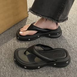Solid Color Y2K Platform Flip Flops Soft EVA Wedges Thong Sandals Non-Slip Toe Spring Beach Slippers Women Women