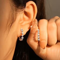 Rrjzz 2.5mm Full Moissanite Sweet Bubble Hoop Earrings for Women GRA D-Color Lab Created Diamond Earrings Wedding Jewelry Gifts