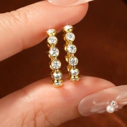 Rrjzz 2.5mm Full Moissanite Sweet Bubble Hoop Earrings for Women GRA D-Color Lab Created Diamond Earrings Wedding Jewelry Gifts
