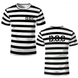 2026 New Prisoner Striped T-Shirt Black White Prison Theme Fun And Novel Short Sleeve Men's And Women's Party Cosplay Costumes