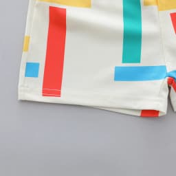Summer Infant Toddler 4-Color Striped Full-Print Polo Shirt And Shorts Set with Lapels - Baby Boys Clothing Set