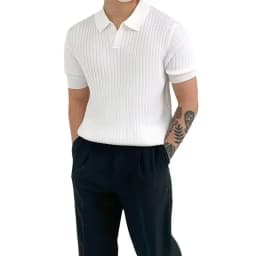 Summer New Men Knitted Shirts Short Sleeve Polo T-Shirts Tops Male Fashion Casual T Shirt Breathable Solid Polo Tee Man Clothing