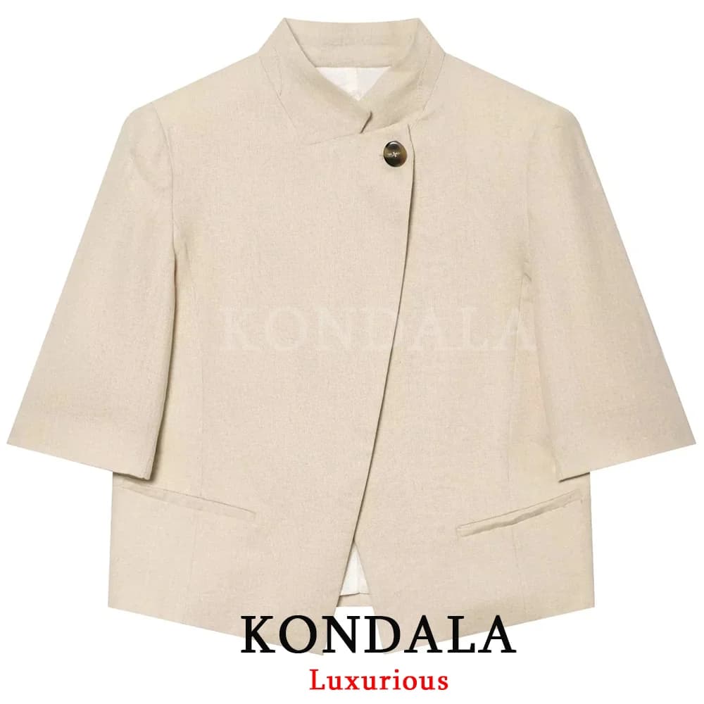 KONDALA Office Lady Casual Chic Women Blazer Stand Collar Single Button Loose Blazer Fashion 2026 Spring Summer Holiday Blazer