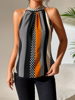 Spring/Summer New Arrival: Fashionable Women's Elegant Tie-Dye Print Sleeveless Top