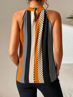 Spring/Summer New Arrival: Fashionable Women's Elegant Tie-Dye Print Sleeveless Top