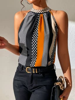 Spring/Summer New Arrival: Fashionable Women's Elegant Tie-Dye Print Sleeveless Top
