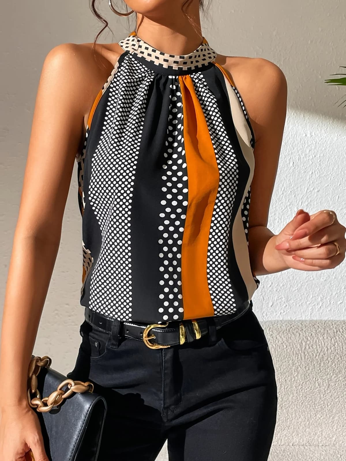 Spring/Summer New Arrival: Fashionable Women's Elegant Tie-Dye Print Sleeveless Top