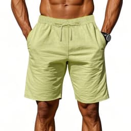 Plus Size Summer Mens Linen Solid Color Short Lightweight Gym Pants Cotton Beach Shorts Men Fitness Sport Large Breathable Short