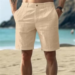 Plus Size Summer Mens Linen Solid Color Short Lightweight Gym Pants Cotton Beach Shorts Men Fitness Sport Large Breathable Short