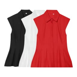 Women Casual Sleeveless Shirts Summer New Female Blouse Pleated Turn-Down Collar Single Breasted Blouses Chic Lady Elegant Tops