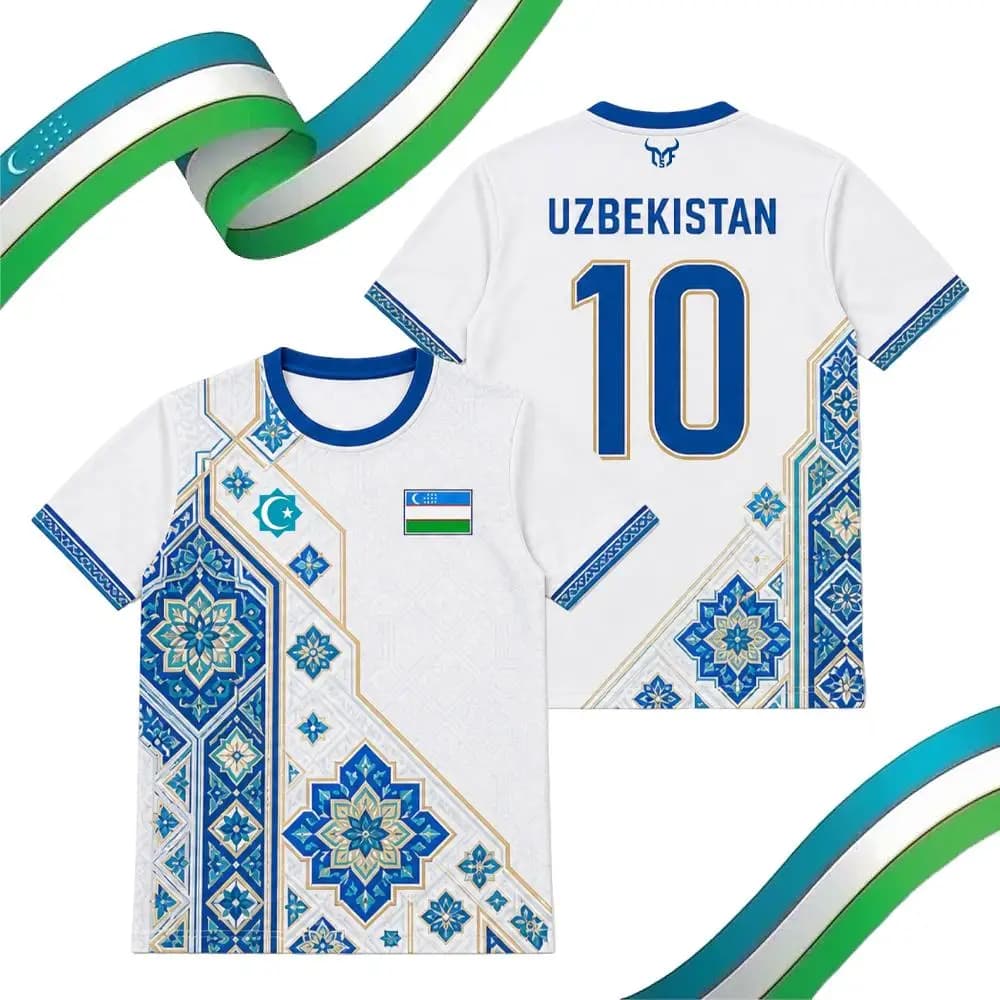 Uzbekistan Flag Print Football Jersey Men's Quick-drying And Breathable Training Uniform T-shirt Traditional Graphic O-neck Top