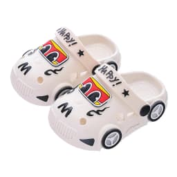 Children's Flashing Light Hole Shoes, Anti Slip Soft Soled Toe Cap Slippers, Cartoon Car Illuminated Slippers for Boys and Girls