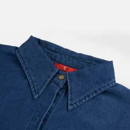 CH Embroidered Denim Long Sleeve Shirt Women Point Collar Regular Fit American Style Comfortable Casual Daily Tops