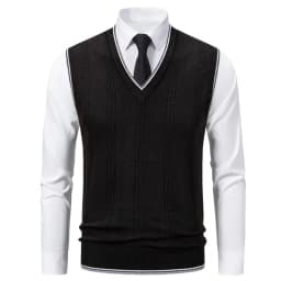 Men's Casual V-Neck Knit Sweater Vest Fashion College Style Men Knitted Sleeveless Vests Jersey