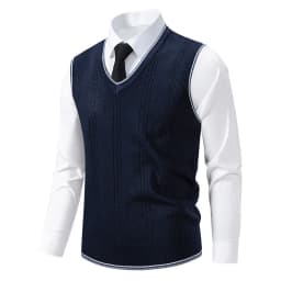 Men's Casual V-Neck Knit Sweater Vest Fashion College Style Men Knitted Sleeveless Vests Jersey