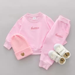 2PCS Baby Girls' Long-Sleeved Alphabet Embroidered Outfit Set Spring Autumn Two-Piece Outfit for Little Girls
