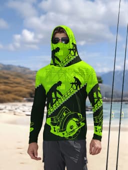 Men Hood Fishing Shirt Long Sleeve Fishing Clothing Fishing T Shirt UV Protection Fishing Shirt Fishing Apparel Quick Dry