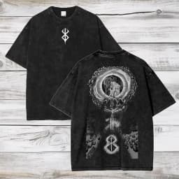 2026 Anime Berserk Cotton TShirt Hip Hop Streetwear T Shirt Guts Washed T-Shirt Summer Men Casual Loose Short Sleeve Harajuku
