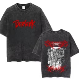 2026 Anime Berserk Cotton TShirt Hip Hop Streetwear T Shirt Guts Washed T-Shirt Summer Men Casual Loose Short Sleeve Harajuku