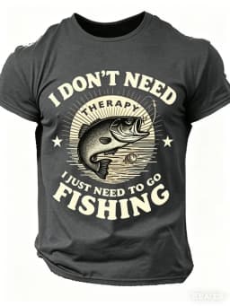 Fashion Men's 3D Letter Printed T-Shirt Outdoor Fishing Sports T Shirt for Men Quick-Drying Round Neck Short Sleeve Tops