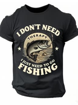 Fashion Men's 3D Letter Printed T-Shirt Outdoor Fishing Sports T Shirt for Men Quick-Drying Round Neck Short Sleeve Tops