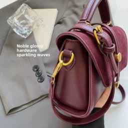 Elegant Faux Handbag with Adjustable Strap Golden-Tone Hardware and Flap Closure - Trendy Commuting Hobo Crossbody Bag for Women