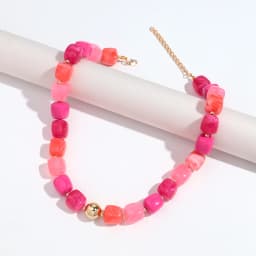 Boho Colorful Acrylic Geometric Square Beads Necklace Fashion Resin Geometry Beaded Collar Necklace 2026 New Jewelry Gifts