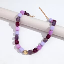 Boho Colorful Acrylic Geometric Square Beads Necklace Fashion Resin Geometry Beaded Collar Necklace 2026 New Jewelry Gifts
