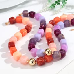 Boho Colorful Acrylic Geometric Square Beads Necklace Fashion Resin Geometry Beaded Collar Necklace 2026 New Jewelry Gifts