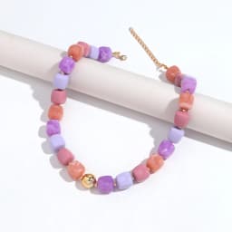 Boho Colorful Acrylic Geometric Square Beads Necklace Fashion Resin Geometry Beaded Collar Necklace 2026 New Jewelry Gifts