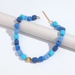 Boho Colorful Acrylic Geometric Square Beads Necklace Fashion Resin Geometry Beaded Collar Necklace 2026 New Jewelry Gifts
