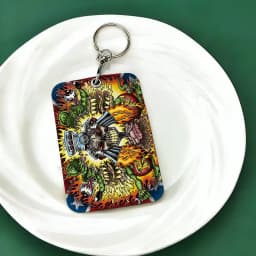 Funny Rat Fink 1Pc PU Leather Card Holder Keychain Key Ring Door Lock Access Tags ID Card Case Keychain Card