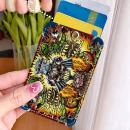 Funny Rat Fink 1Pc PU Leather Card Holder Keychain Key Ring Door Lock Access Tags ID Card Case Keychain Card